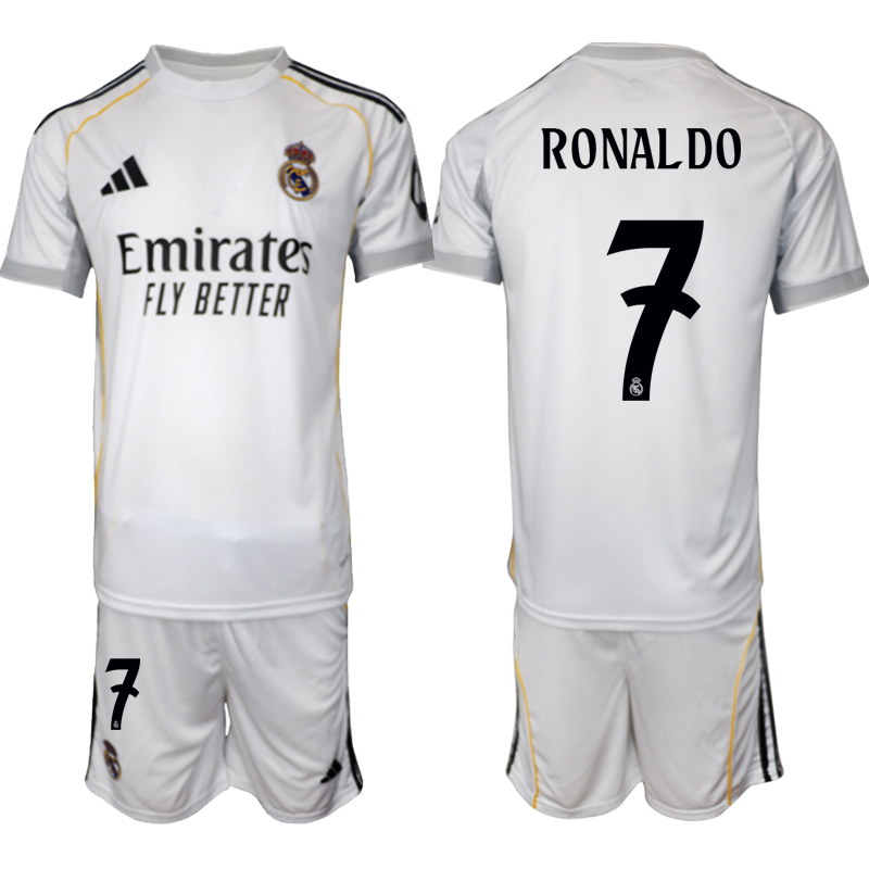 Men 2025-2026 Club Real Madrid home White 7 Soccer Jerseys